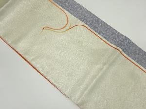 リサイクル　麻の葉に抽象鶴模様刺繍袋帯